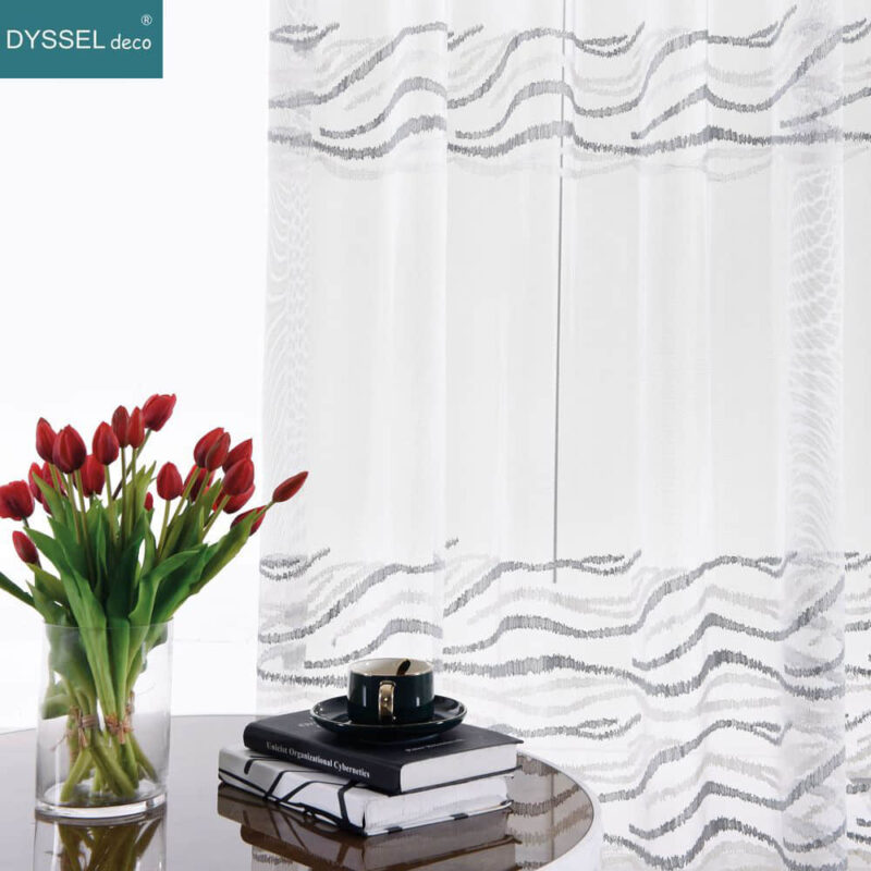 Sheer Curtains for Bedroom Floral Embroidered Tulle Voile