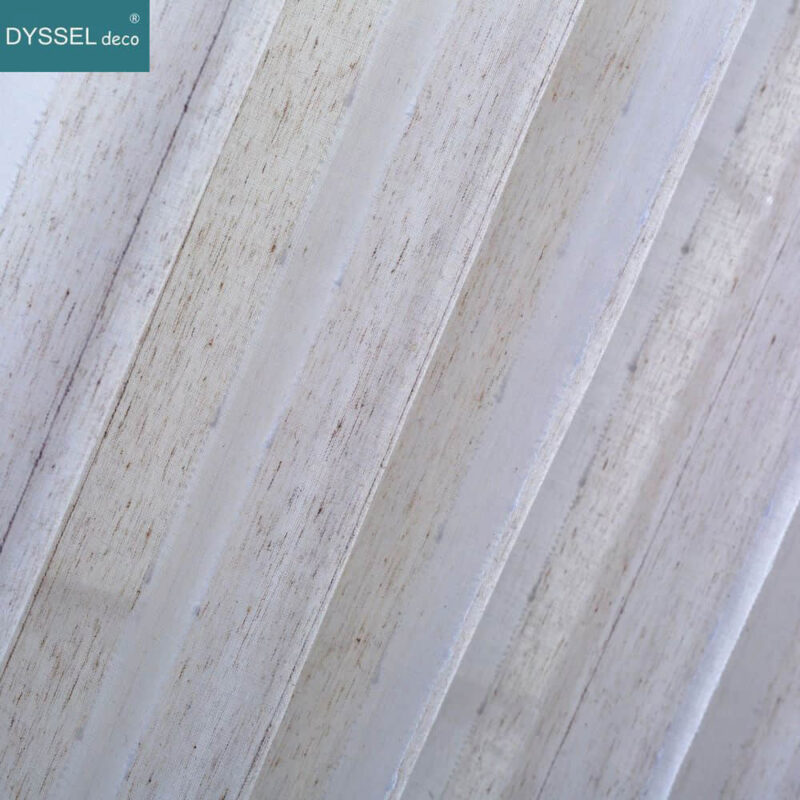 Retro Decorative Linen Striped Home Tulle Sheer Window Curtains - Image 3