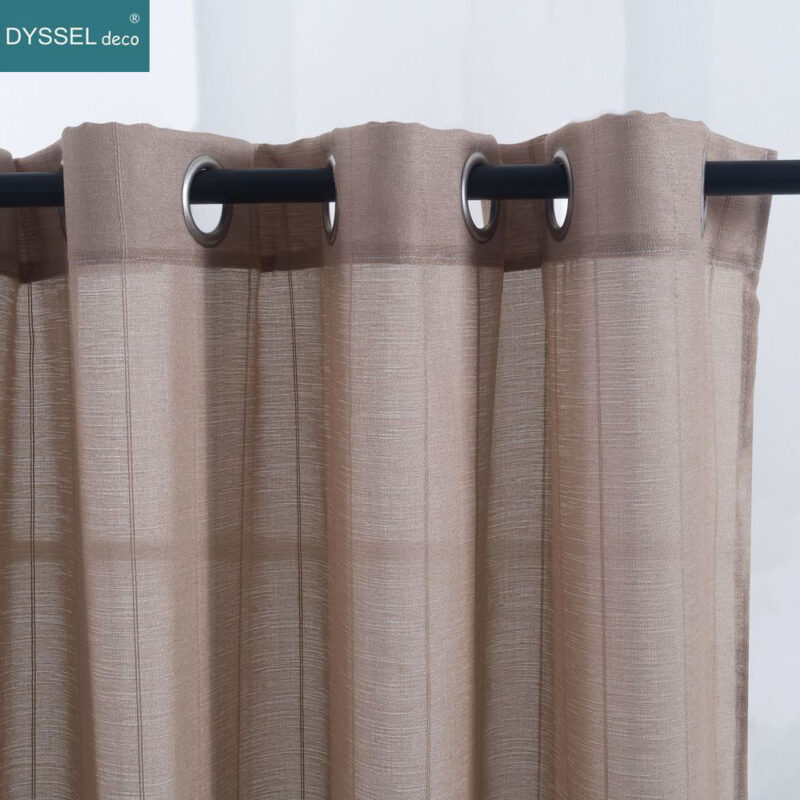 Modern Natural Linen Stripe Sheer Curtain - Image 6