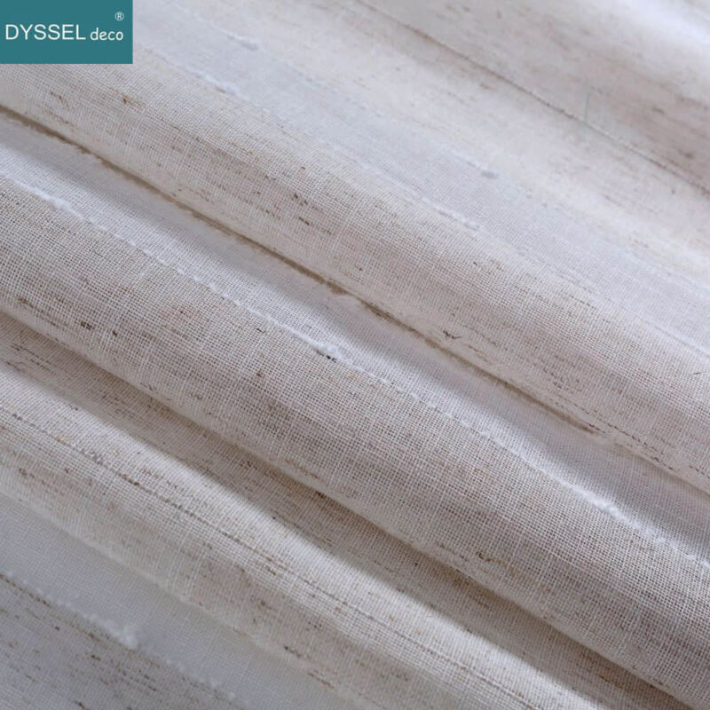 Retro Decorative Linen Striped Home Tulle Sheer Window Curtains - Image 7