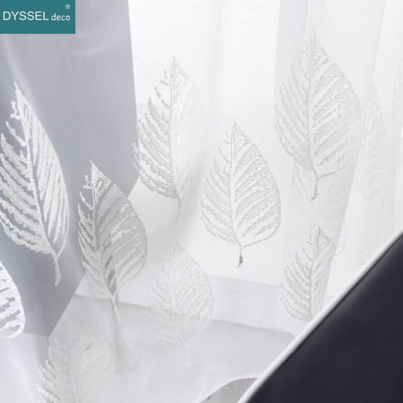 Home Sheer full Scallop Embroidery Floral Window Curtain - Image 2