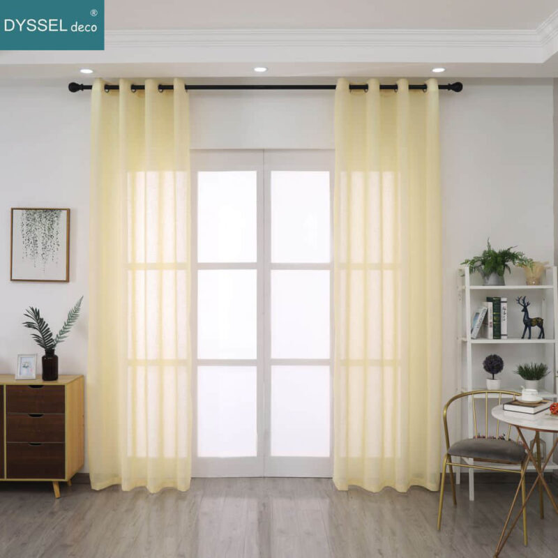 Solid Semi-Sheer Natural Linen Window Curtains for Bedroom - Image 2