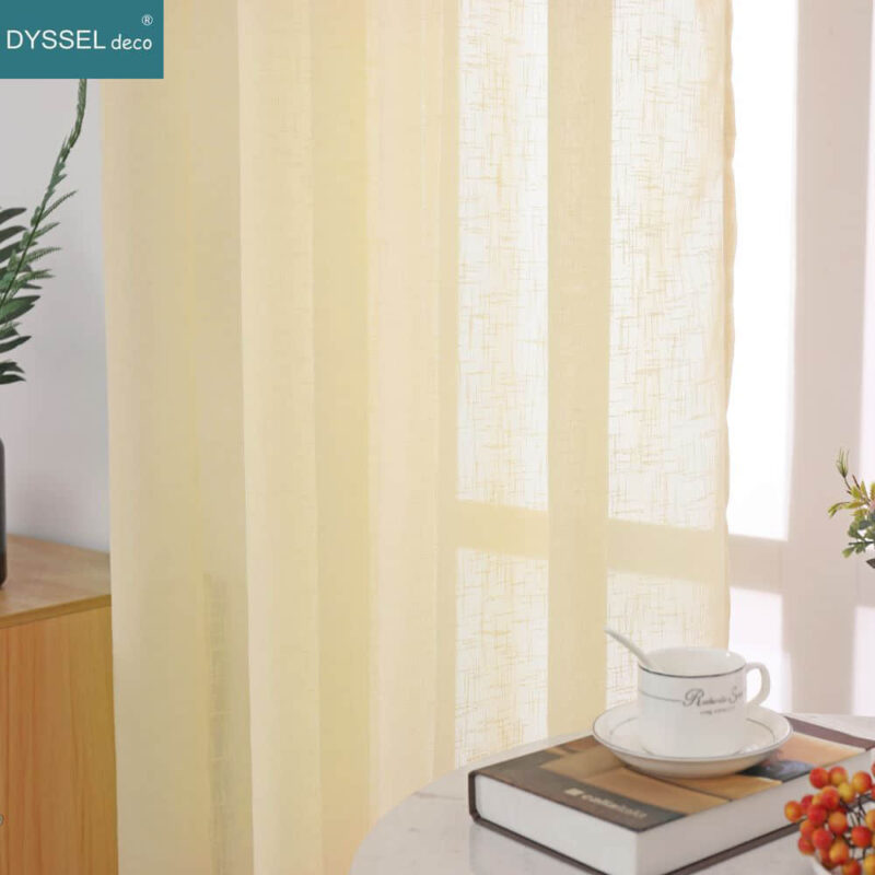 Solid Semi-Sheer Natural Linen Window Curtains for Bedroom
