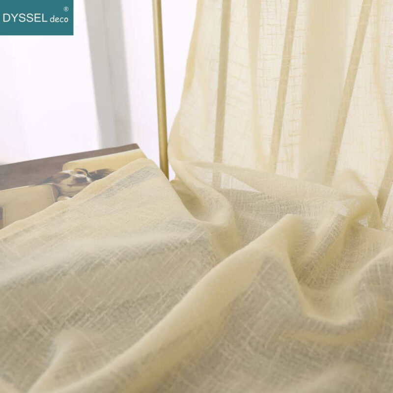 Solid Semi-Sheer Natural Linen Window Curtains for Bedroom - Image 4