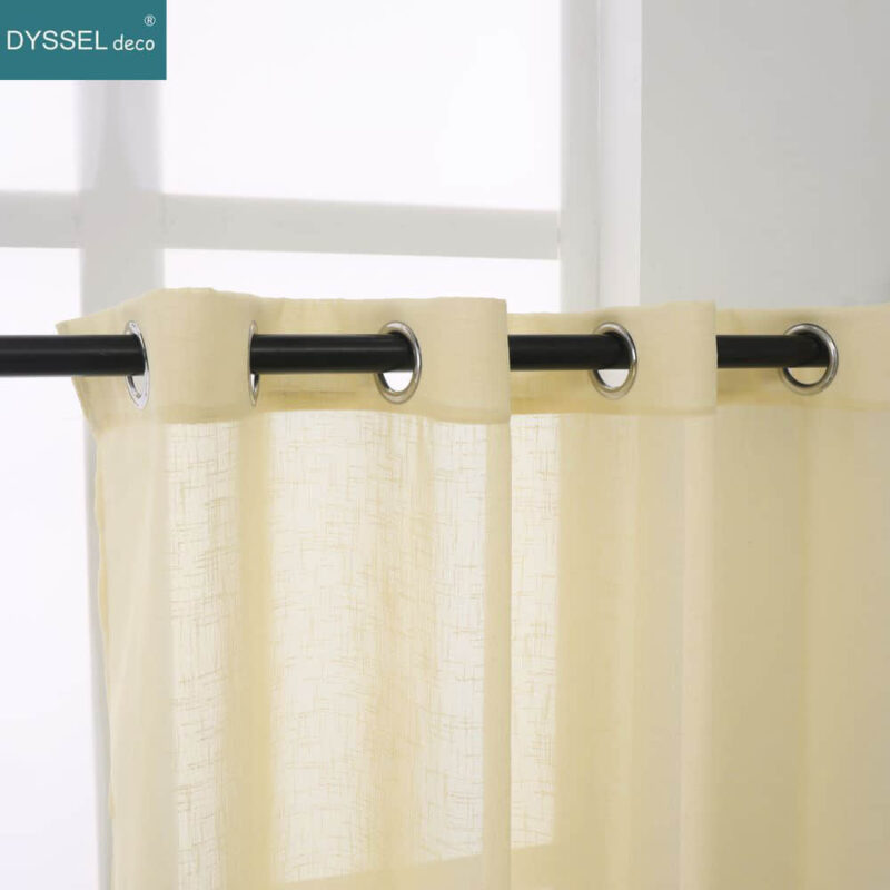 Solid Semi-Sheer Natural Linen Window Curtains for Bedroom - Image 7