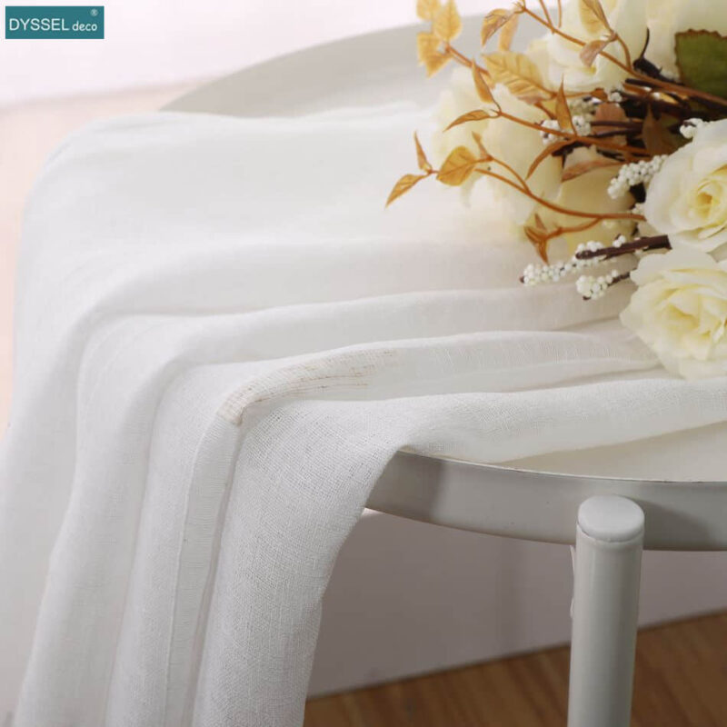 Modern Decorative Linen Striped Home Sheer Tulle Kitchen Curtain - Image 7