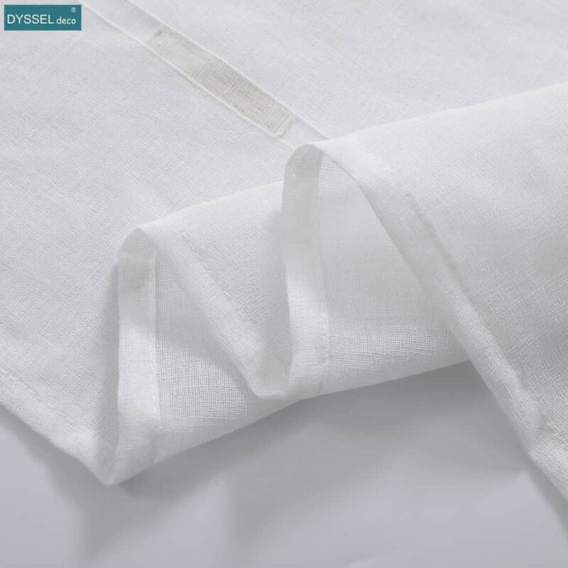 Modern Decorative Linen Striped Home Sheer Tulle Kitchen Curtain - Image 8