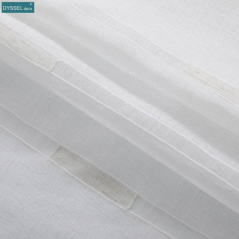 Modern Decorative Linen Striped Home Sheer Tulle Kitchen Curtain - Image 9
