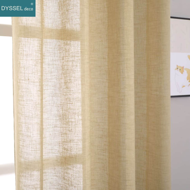 Elegant Natural Linen Tulle Solid sheer Window Treatments Curtain - Image 4