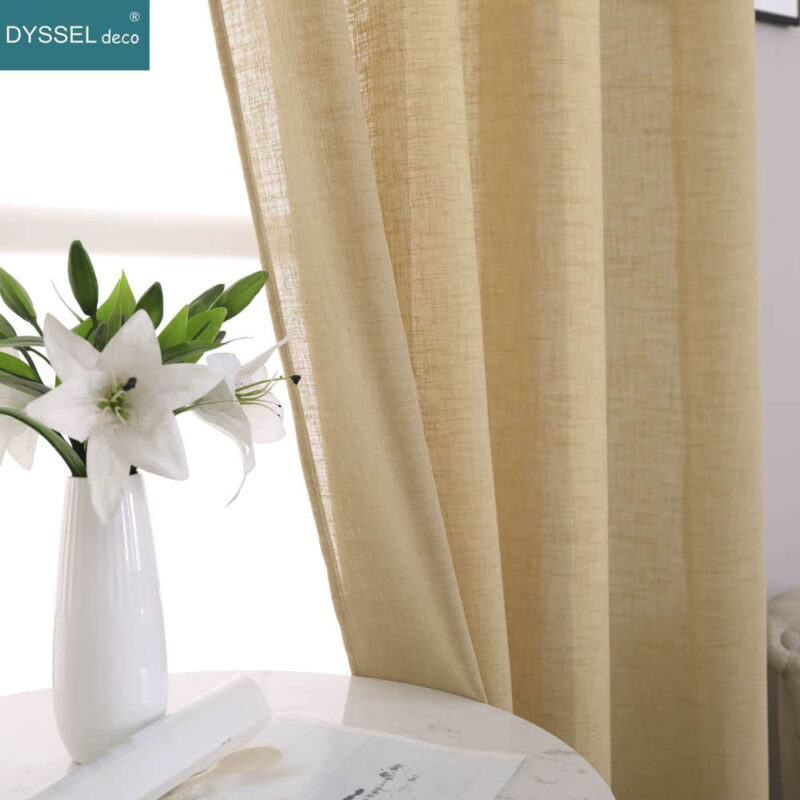 Elegant Natural Linen Tulle Solid sheer Window Treatments Curtain - Image 5