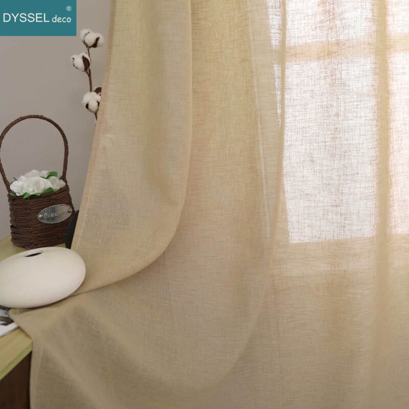 Elegant Natural Linen Tulle Solid sheer Window Treatments Curtain - Image 6