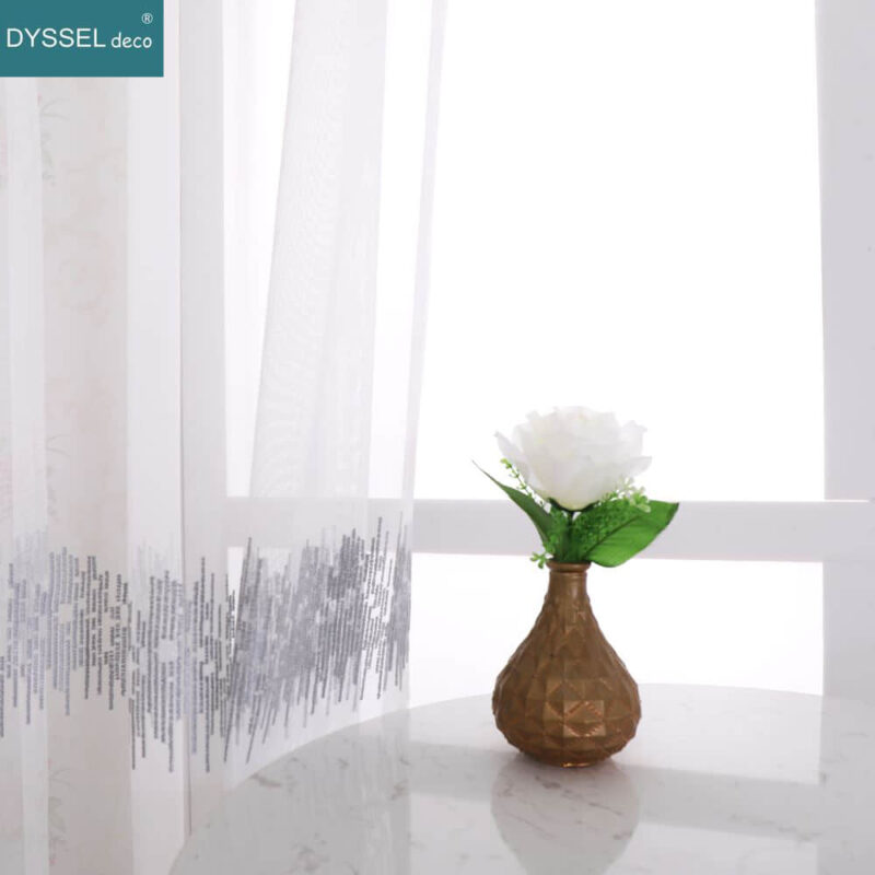 Embroidery Floral Sheer Curtains Window Panels for Living Room - Image 4