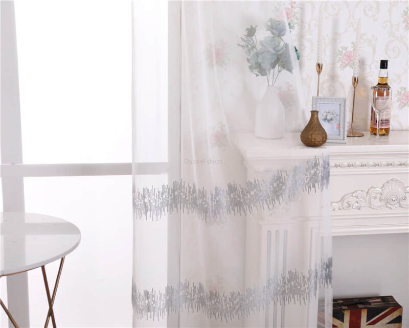 Embroidery Floral Sheer Curtains Window Panels for Living Room - Image 7