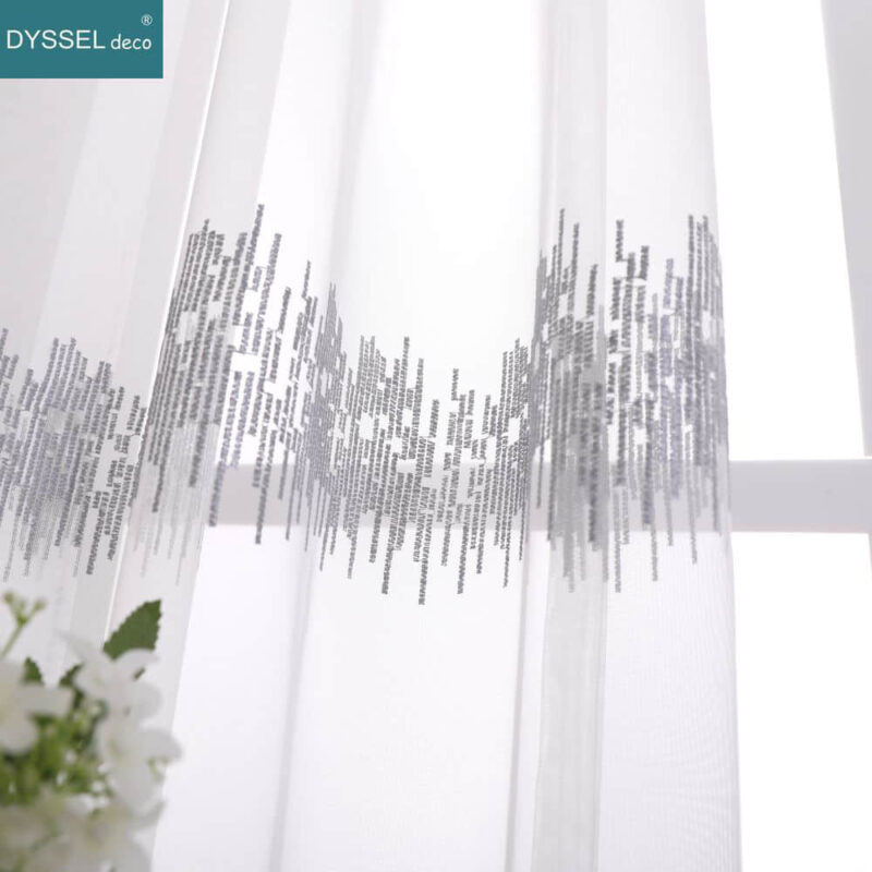 Embroidery Floral Sheer Curtains Window Panels for Living Room - Image 5