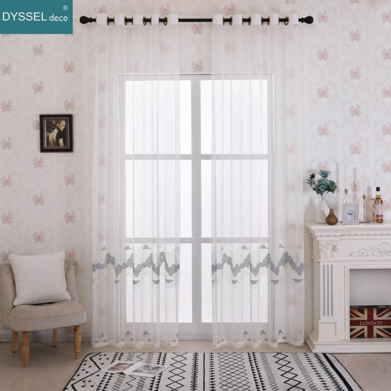 Sheer Curtains Embroidery Floral Sheer for Window Living Room - Image 2
