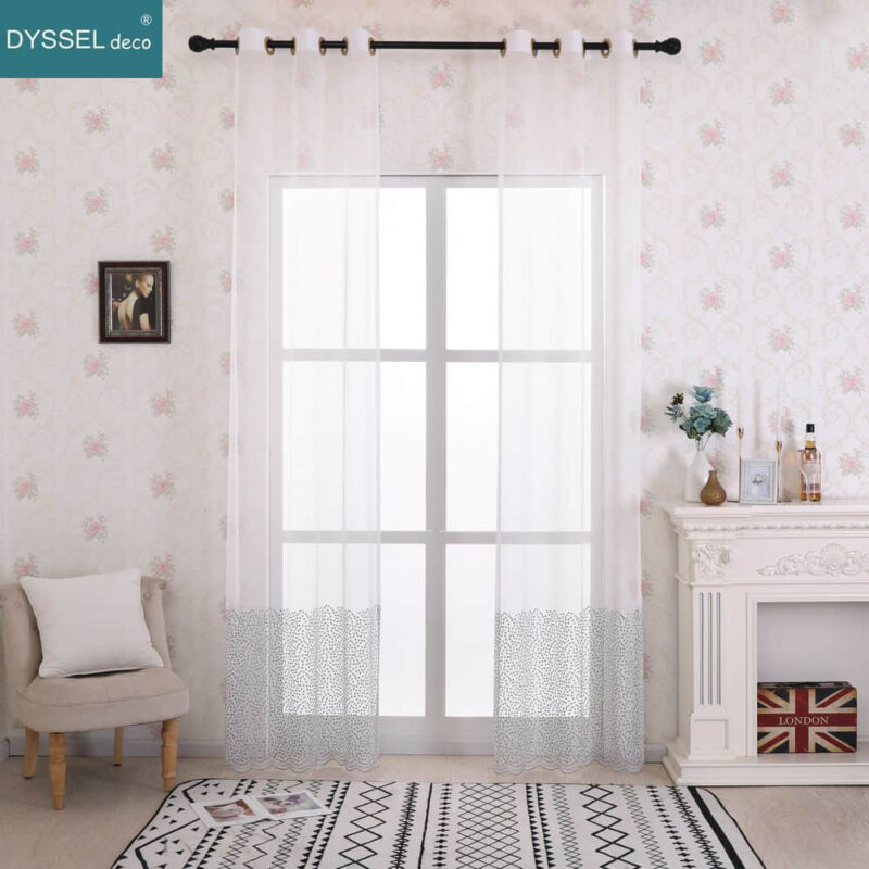 Sheer Curtains Embroidery Floral Sheer for Window Living Room - Image 3