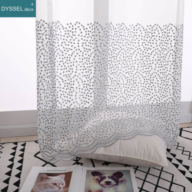 Sheer Curtains Embroidery Floral Sheer for Window Living Room - Image 4
