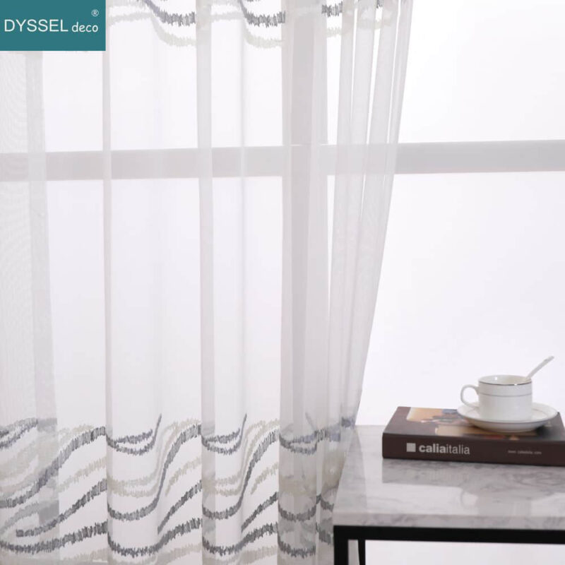 Sheer Curtains for Bedroom Floral Embroidered Tulle Voile - Image 3