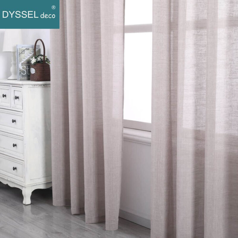 Solid Semi-Sheer Natural Linen Window Curtains for Bedroom - Image 3