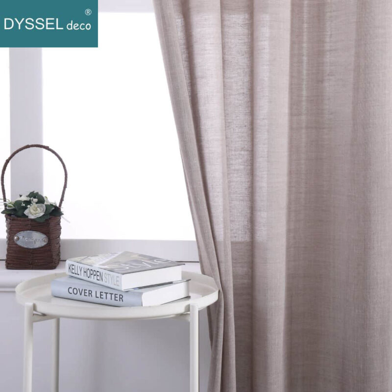 Solid Semi-Sheer Natural Linen Window Curtains for Bedroom