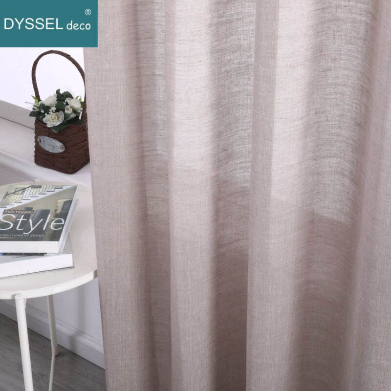 Solid Semi-Sheer Natural Linen Window Curtains for Bedroom - Image 5