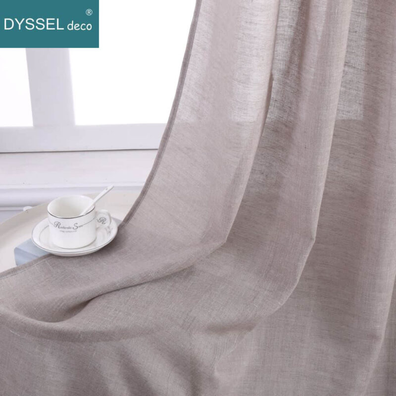 Solid Semi-Sheer Natural Linen Window Curtains for Bedroom - Image 6