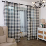 Retro Deco Home Geometric Check Sheer Curtains