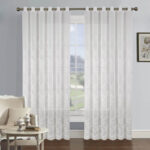 Deco Sheer Scallop Embroidery White Floral Window Curtain