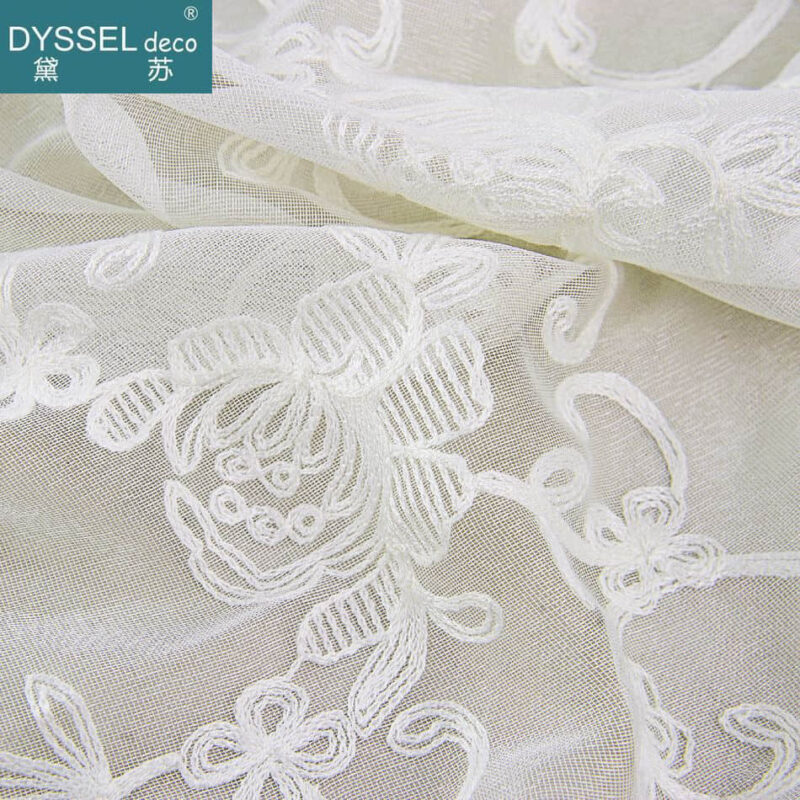 Deco Sheer Scallop Embroidery White Floral Window Curtain - Image 8