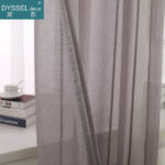 Modern Brown Linen Striped Snow Sheer Tulle Home Curtains