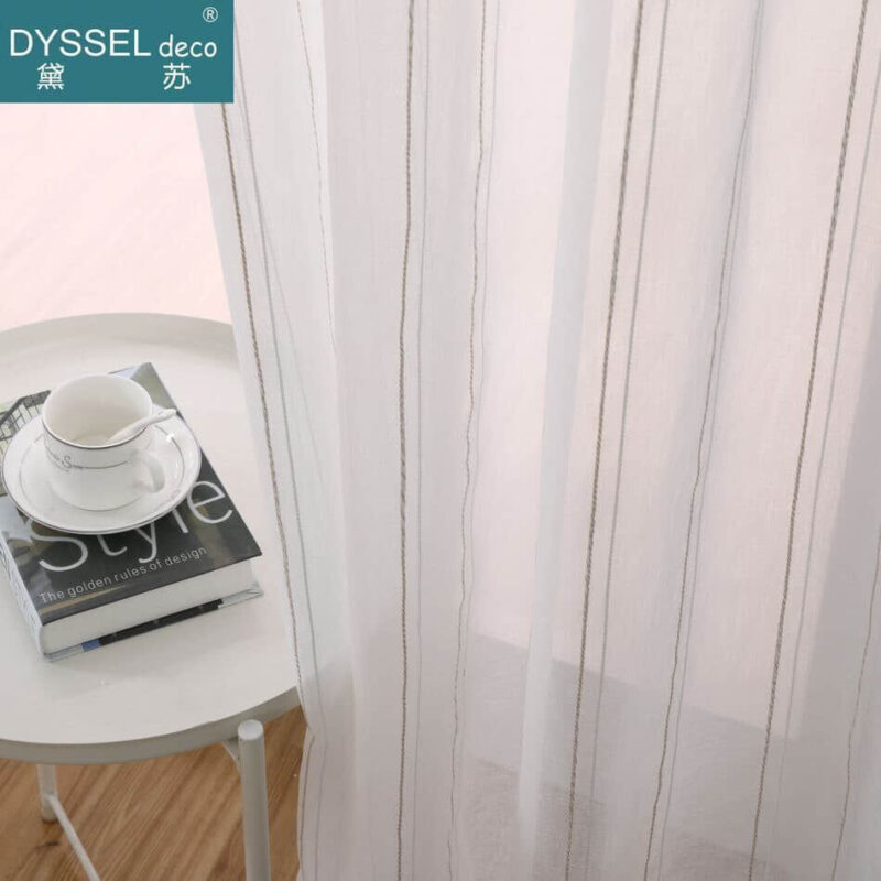 Modern Offwhite Striped Snow Sheer Tulle Curtains - Image 2