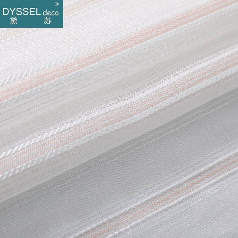 Modern Linen Offwhite Striped Snow Sheer Tulle Curtains - Image 6
