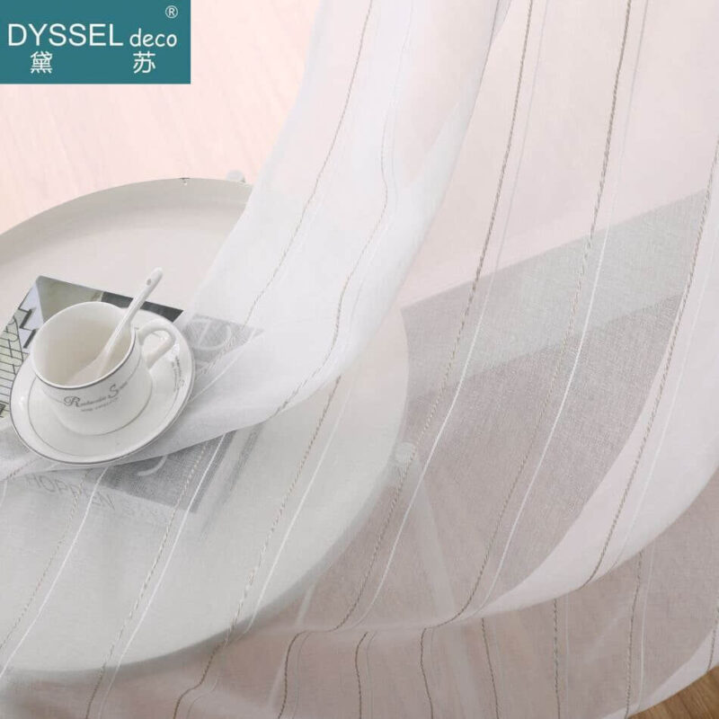 Modern Offwhite Striped Snow Sheer Tulle Curtains - Image 4