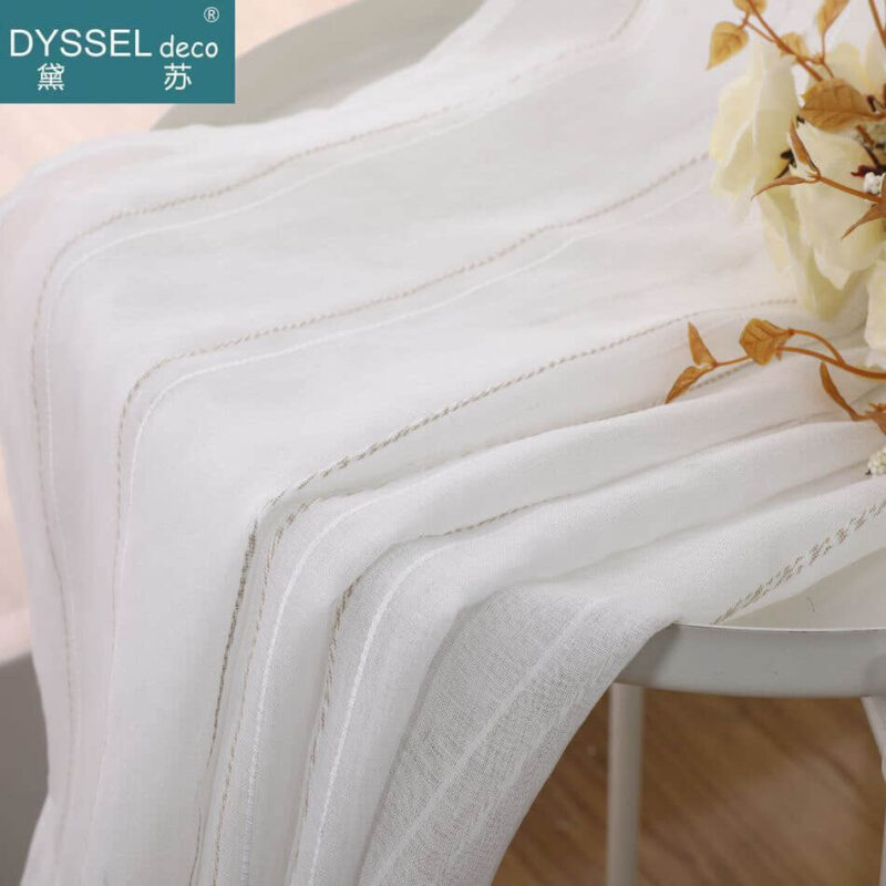Modern Offwhite Striped Snow Sheer Tulle Curtains - Image 6