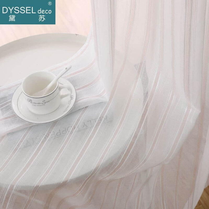 Modern Linen Offwhite Striped Snow Sheer Tulle Curtains
