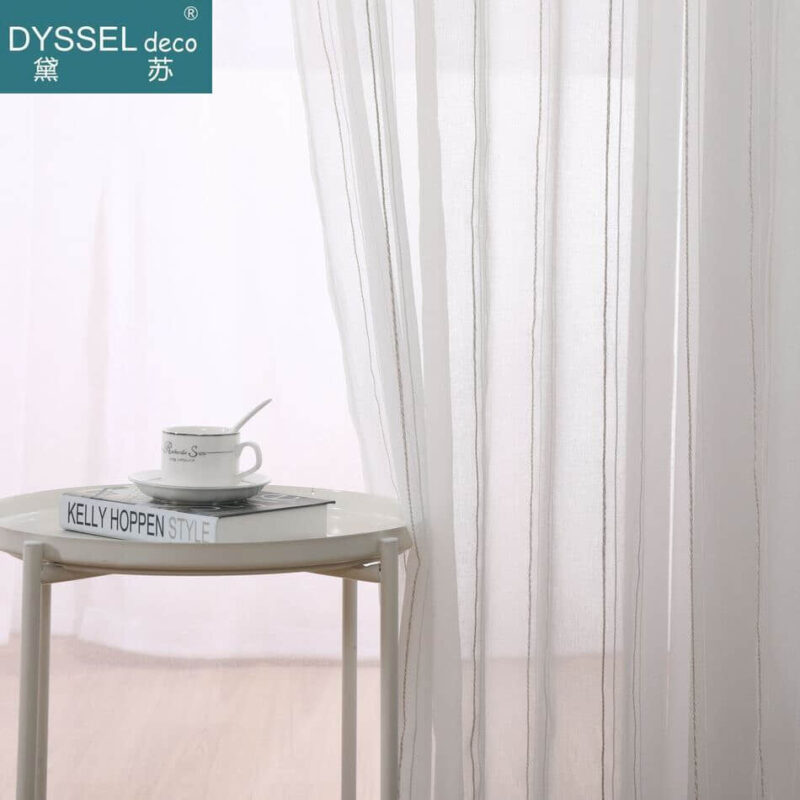Modern Offwhite Striped Snow Sheer Tulle Curtains