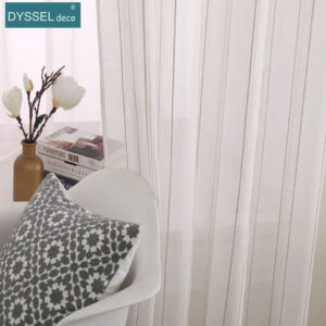 Modern Linen Striped Snow Sheer Tulle Home Window Curtains