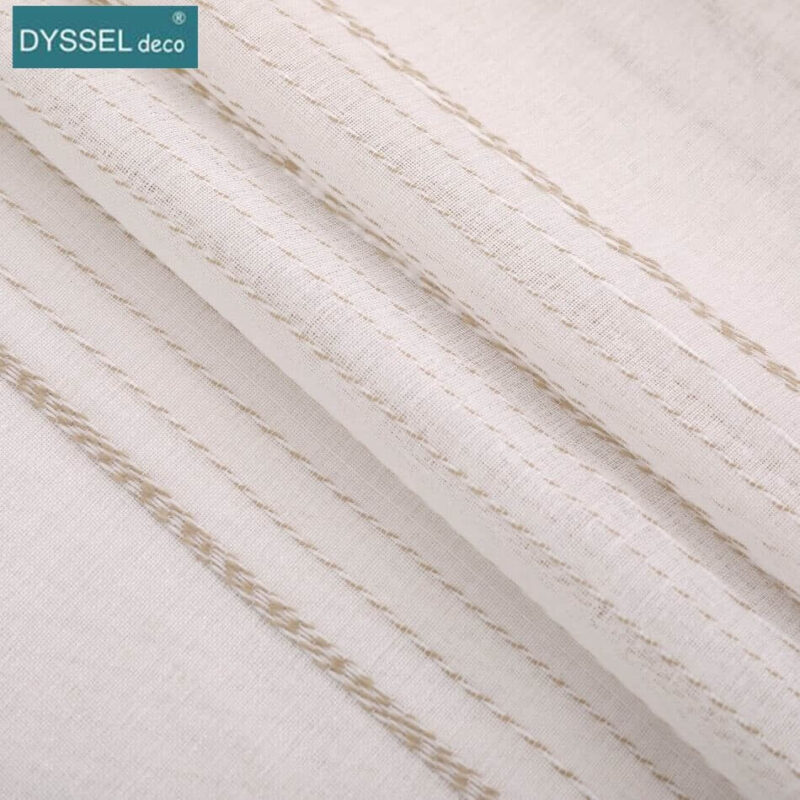 Modern Linen Striped Snow Sheer Tulle Home Window Curtains - Image 3