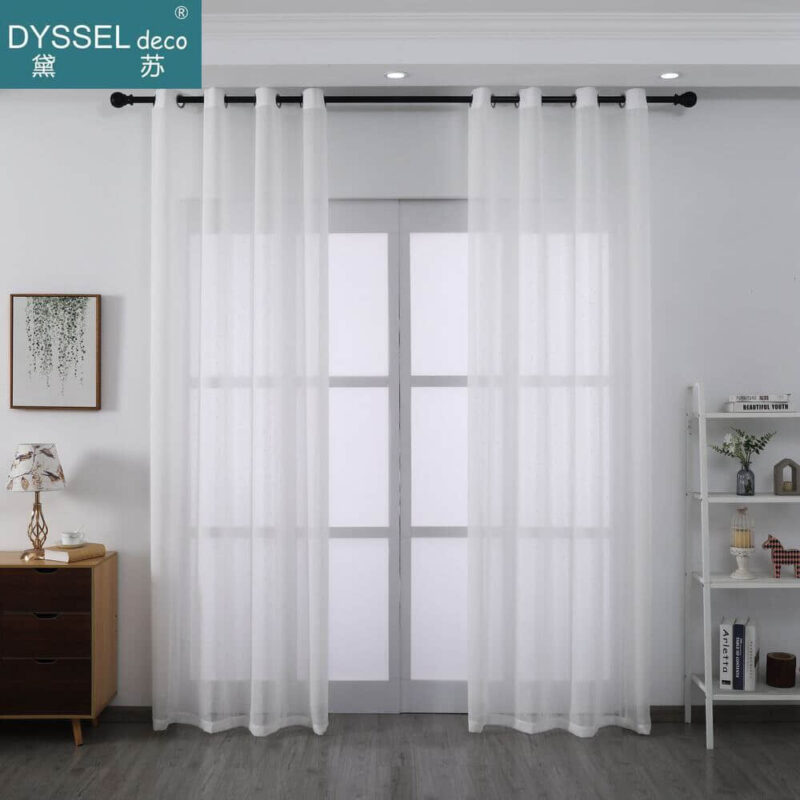 Modern Linen Striped Snow Sheer Tulle Home Window Curtains - Image 3