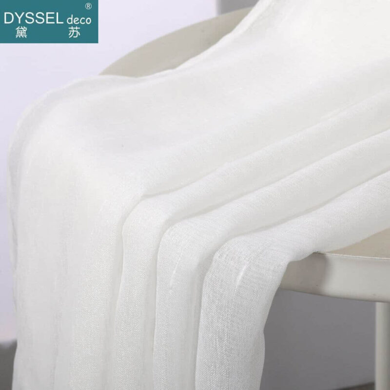 Modern Linen Striped Snow Sheer Tulle Home Window Curtains - Image 4