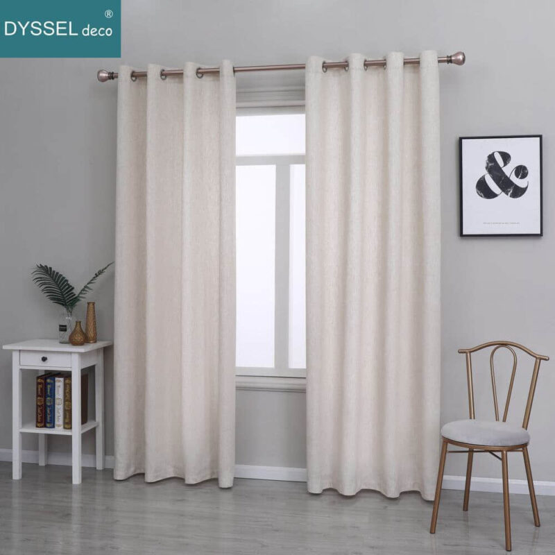 Modern Natural Linen Solid Slub Tulle Sheer Curtain - Image 2