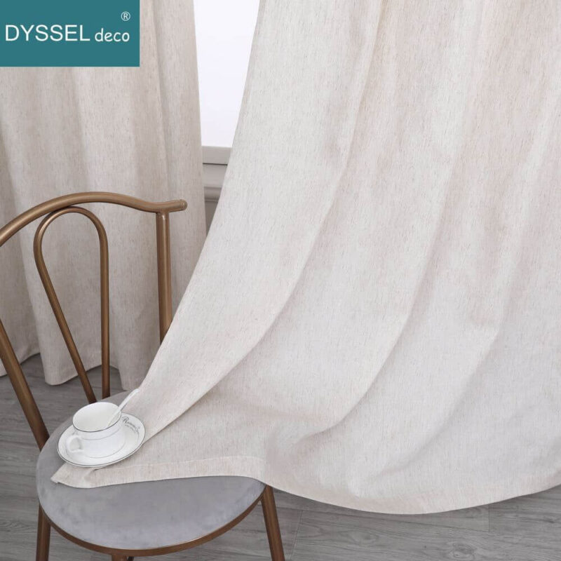 Modern Natural Linen Solid Slub Tulle Sheer Curtain - Image 3