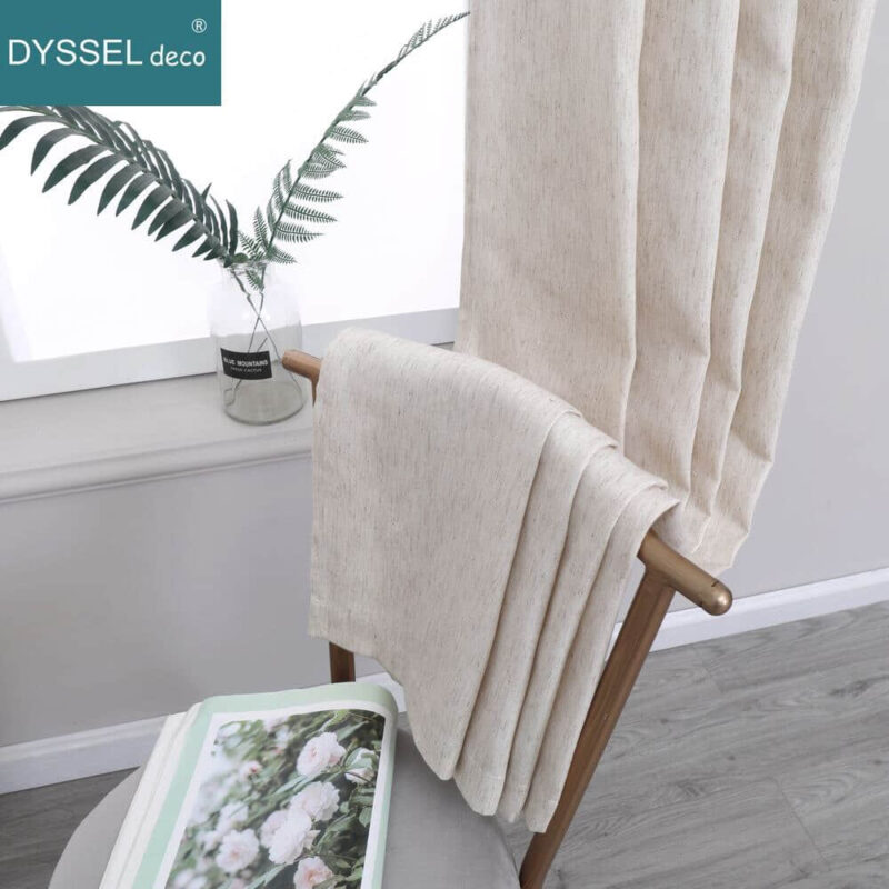 Modern Natural Linen Solid Slub Tulle Sheer Curtain - Image 4