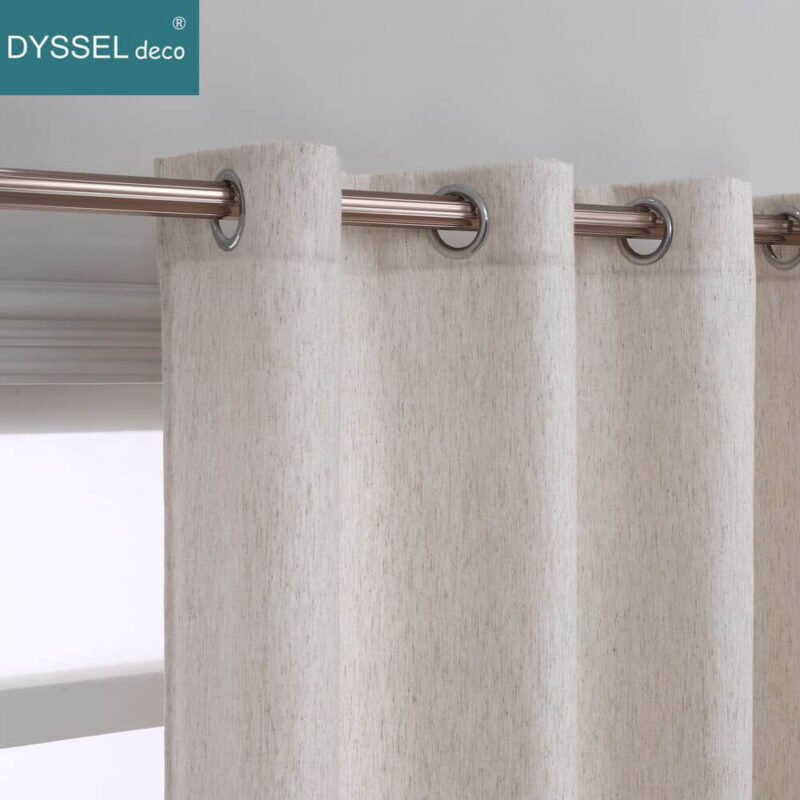 Modern Natural Linen Solid Slub Tulle Sheer Curtain
