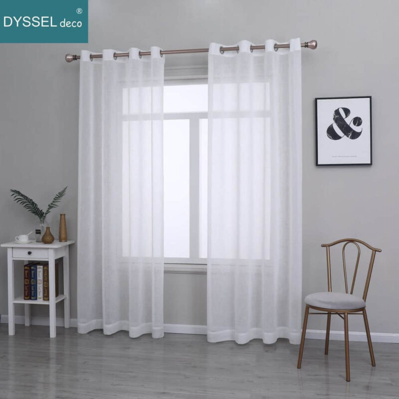 Modern Natural Solid Slub tulle sheer Windows Curtain - Image 2