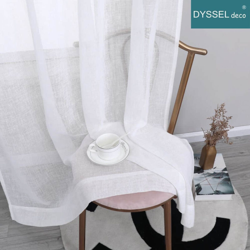Modern Natural Solid Slub tulle sheer Windows Curtain - Image 3