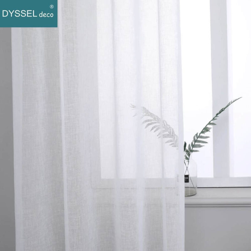 Modern Natural Solid Slub tulle sheer Windows Curtain - Image 4