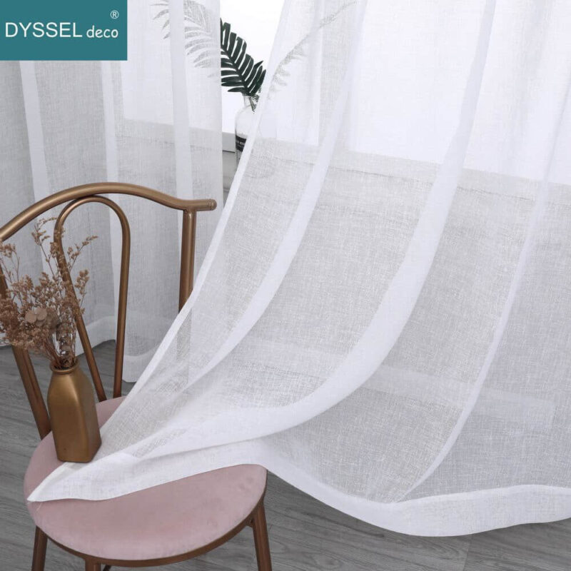 Modern Natural Solid Slub tulle sheer Windows Curtain - Image 5