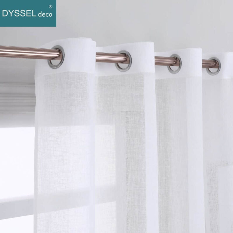 Modern Natural Solid Slub tulle sheer Windows Curtain