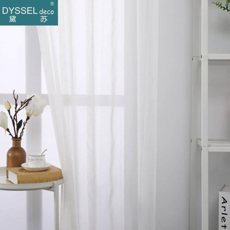 Deco Striped Snow Sheer Tulle Home Window Curtains - Image 2